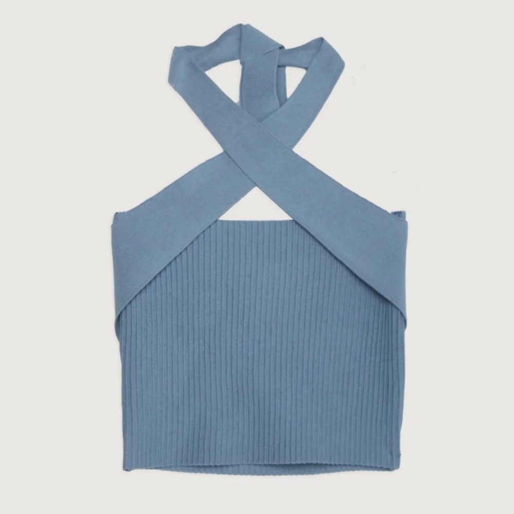 Oak + Fort blue crossfront cropped tank